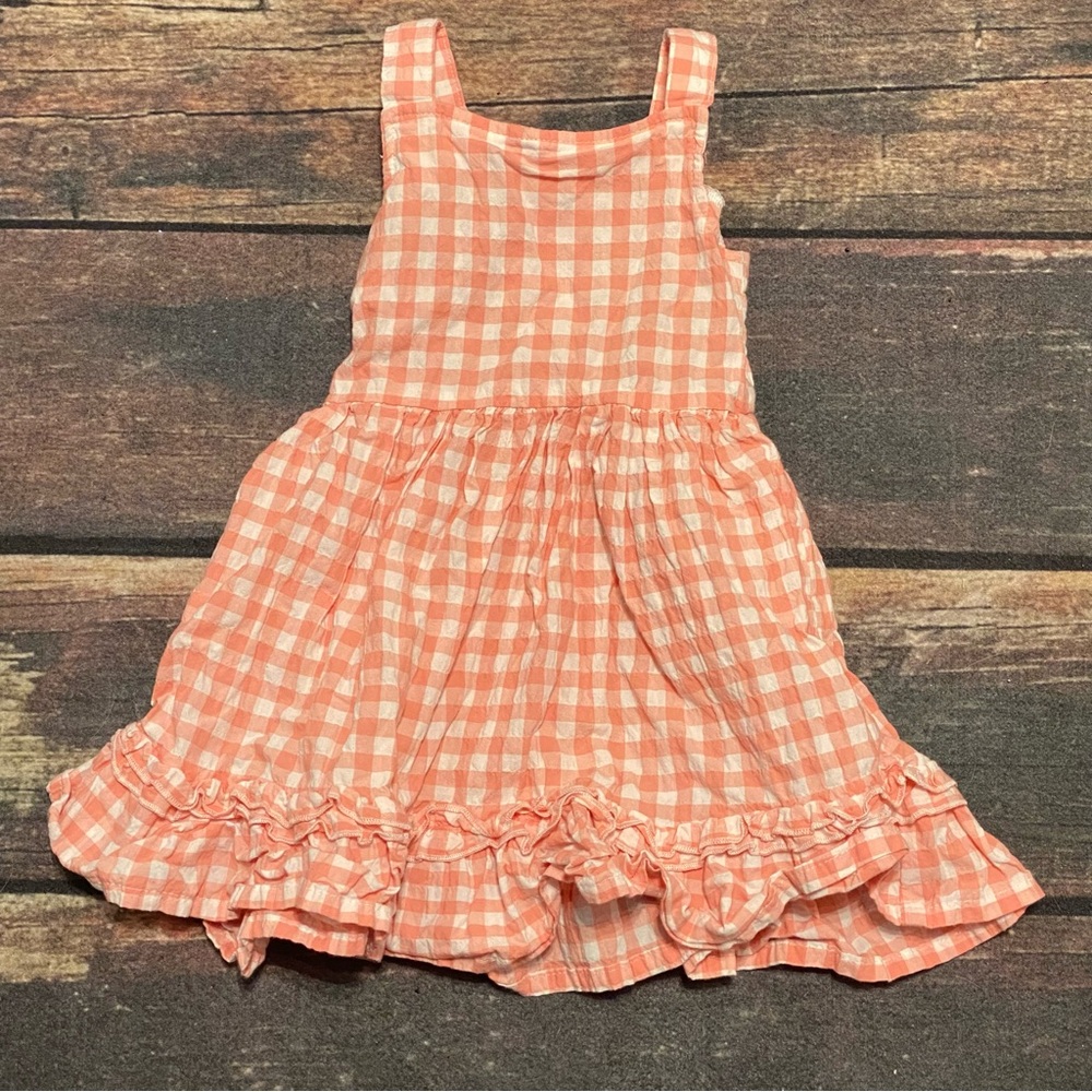 Little Lass Coral Gingham Ruffle Sundress Size 2T